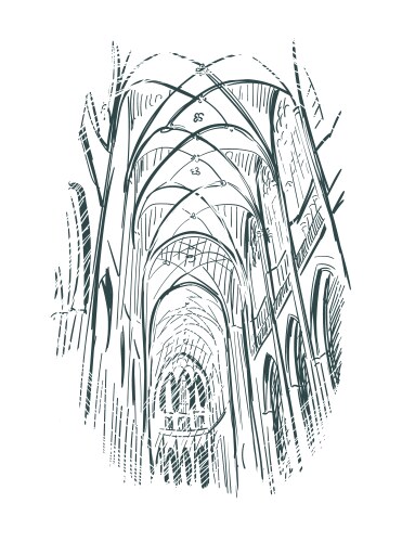 Interior Church Sketch Vector Image