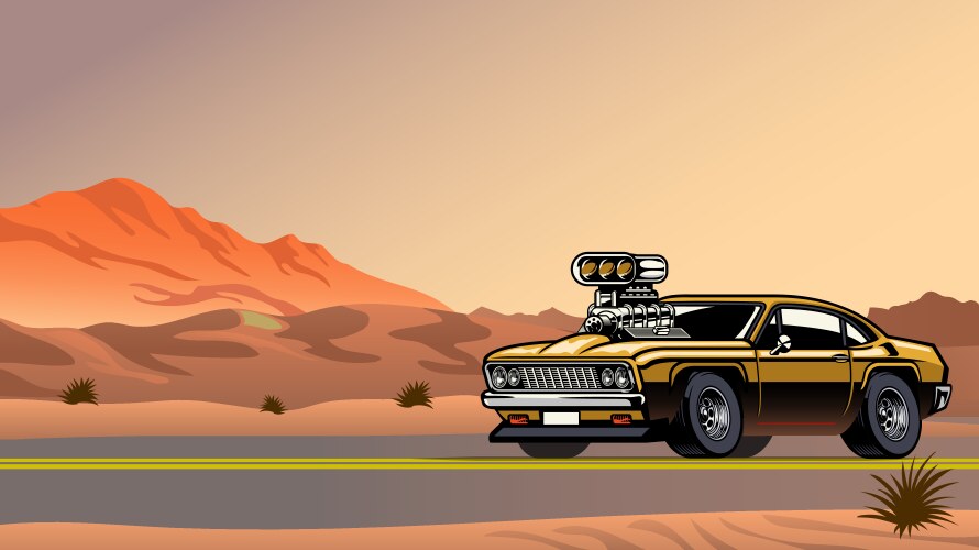 Big muscle car engine Royalty Free Vector Image