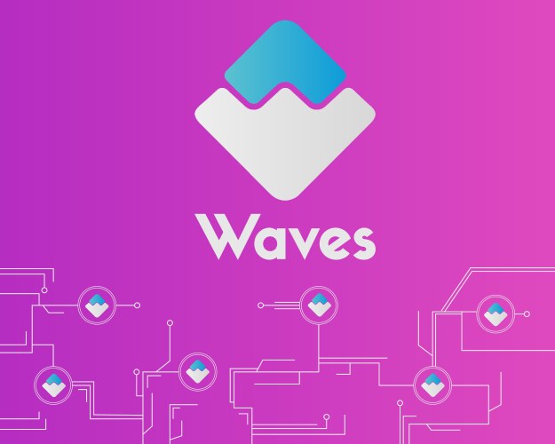 Waves blockchain network circuit style background vector image