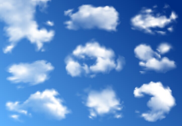 Realistic cloud white clouds fluffy sky fog Vector Image