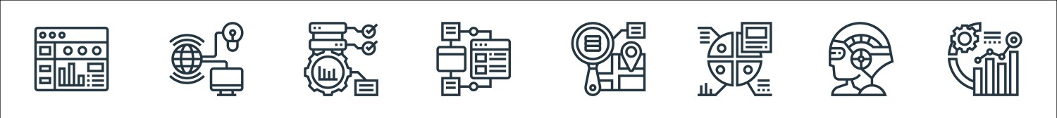 Data analytics line icons linear set quality vector image