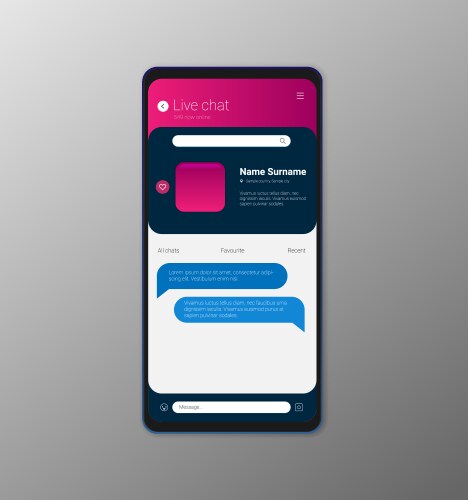 Mobile application interface live chat ui ux gui vektorbild