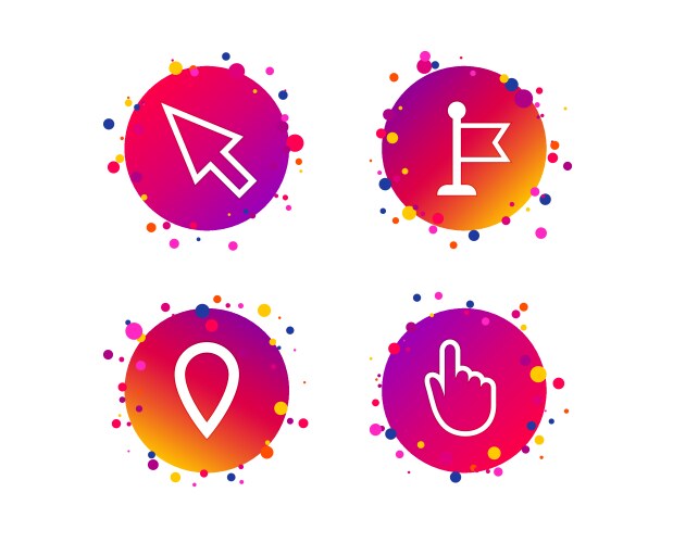 Mouse cursor icon hand or flag pointer symbols vector image