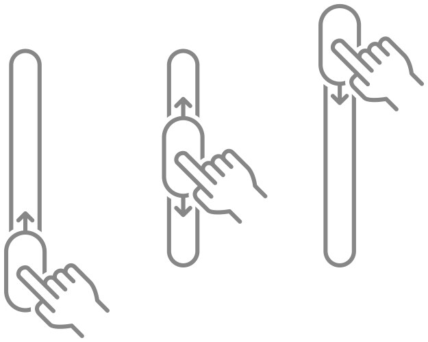 Set of up and down swipe line icons on off vector image
