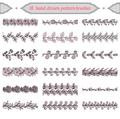 Floral Pattern Brush Set Vector Image