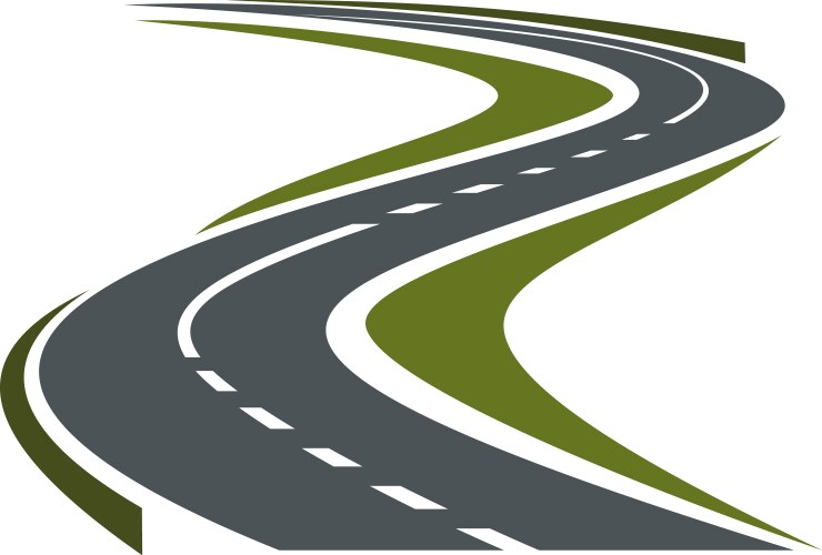 winding paved road or highway icon vector image