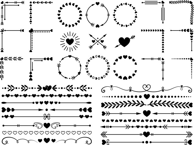 Romantic Heart Ornament Collection Vector Image