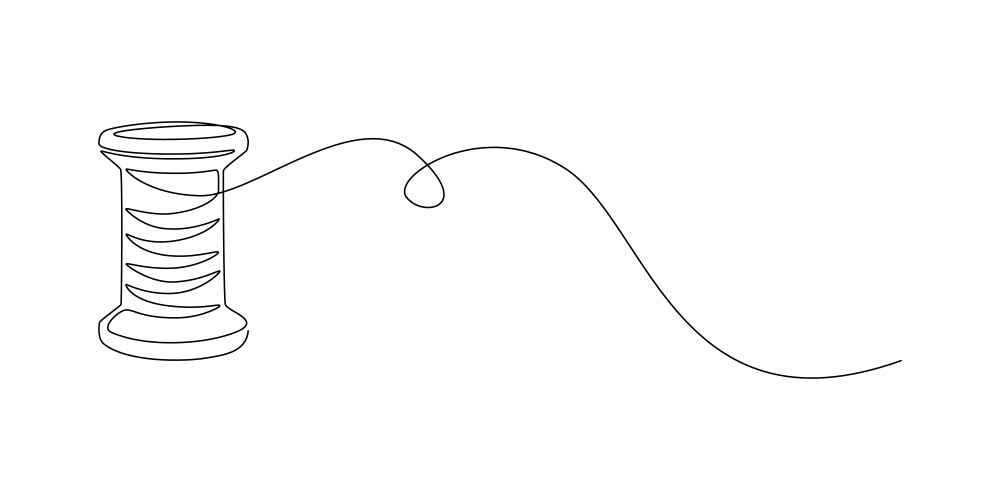 spools of thread in one continuous line drawing vector