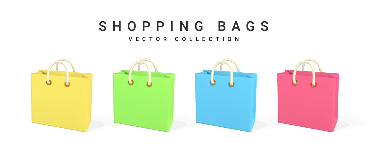 3d empty shopping bags on a white background vector image