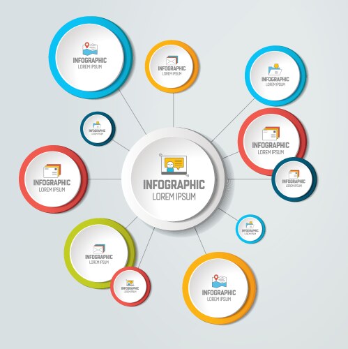 Net molecule structure with circles infographic vector image