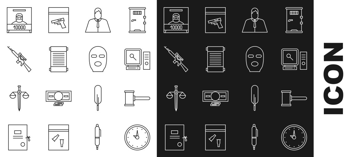 Set line clock judge gavel search on computer vector image