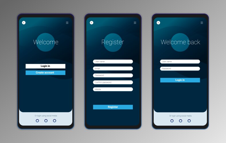 Ui ux mobile application interface design vector image