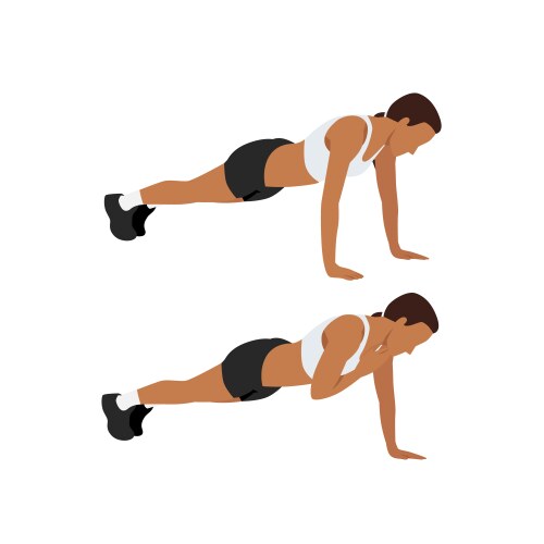 Woman doing plank shoulder taps exercise vector image