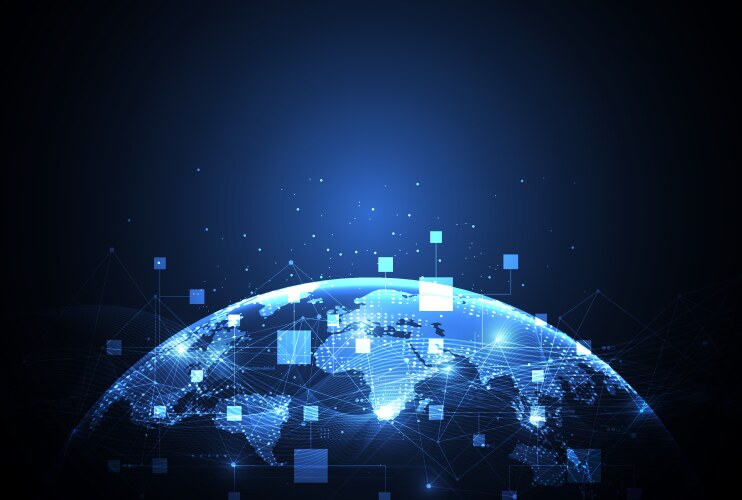 Abstract global blockchain network connection vector image