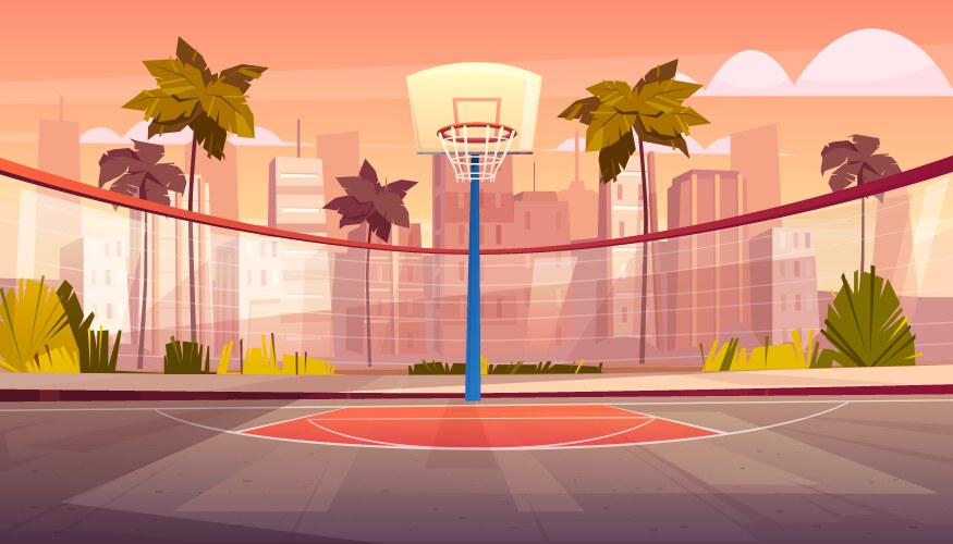 cartoon background street basketball court vector image vector image