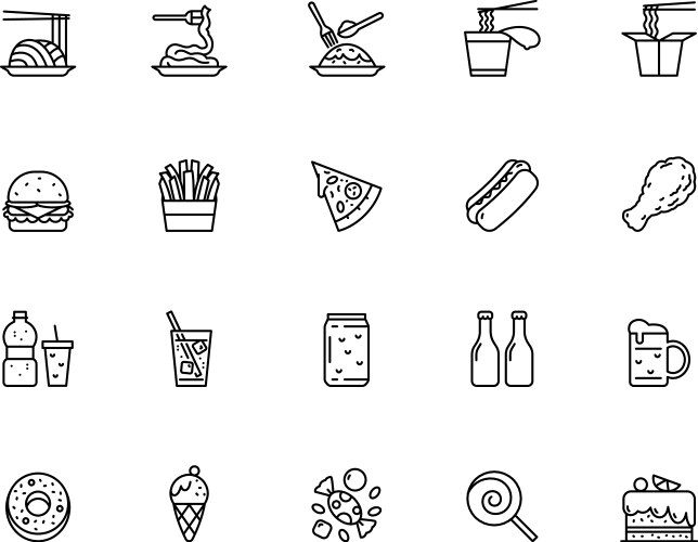 Linear Food Icons Set Vector Image