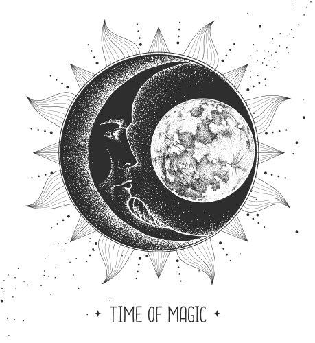 Witchcraft Astrology Card - Sun & Moon Vector Image