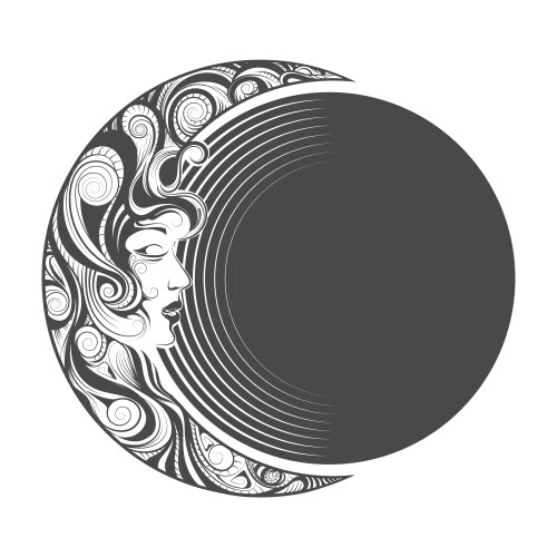 Crescent moon female face tattoo Vector Image