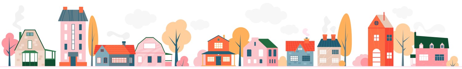 Cute cartoon charming small town village houses vector image