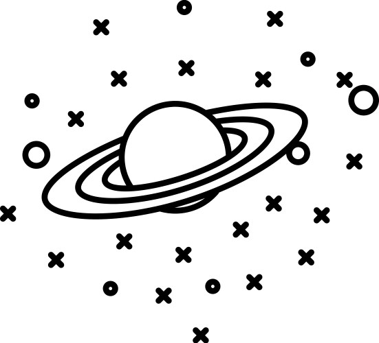 Flat style planet saturn in front stars vector image