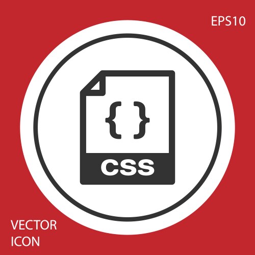 Grey css file document icon download button vector image