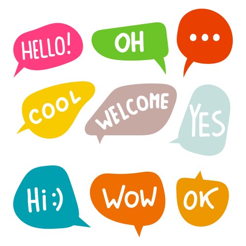 Doodle style speaking bubbles vector image