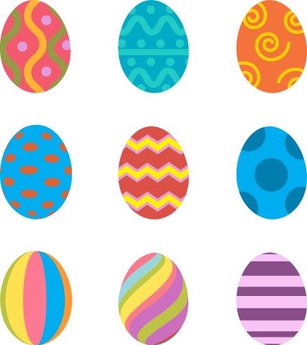 Easter eggs icons flat style Vector Image