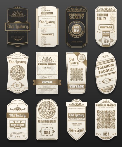 Gold and bronze luxury labels badges premium Vector Image