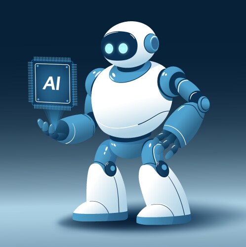 Ai robot with chip processor artificial assistant vector image
