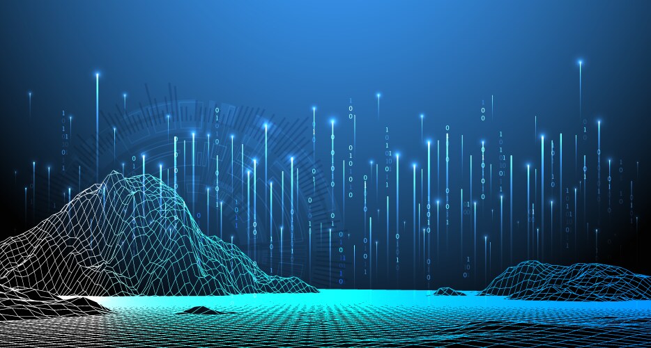 big data abstract digital futuristic wireframe vector image