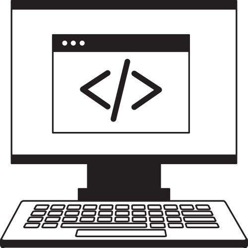 Computer monitor keyboard coding website vektorbild