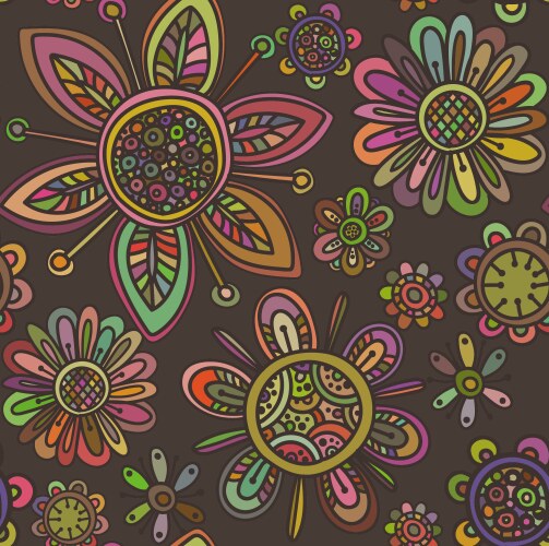 Seamless pattern with flowers on a red background Vector Image