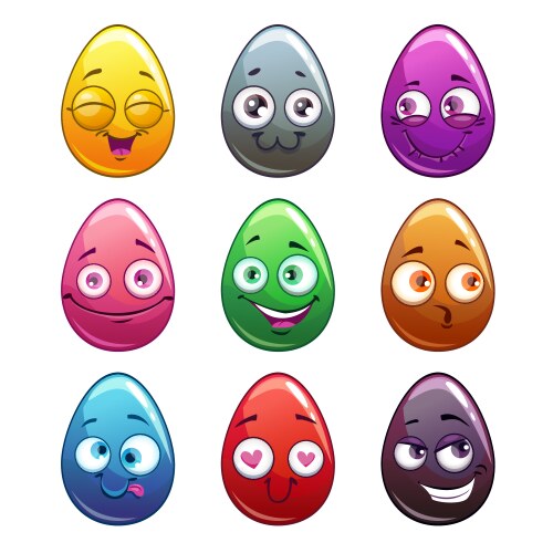 Colorful Cartoon Eggs Characters Vector Image