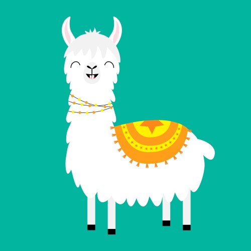 Cute Llama Alpaca Cartoon Vector Image