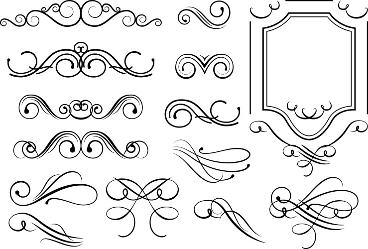 Swirl elements for handwritten design Royalty Free Vector