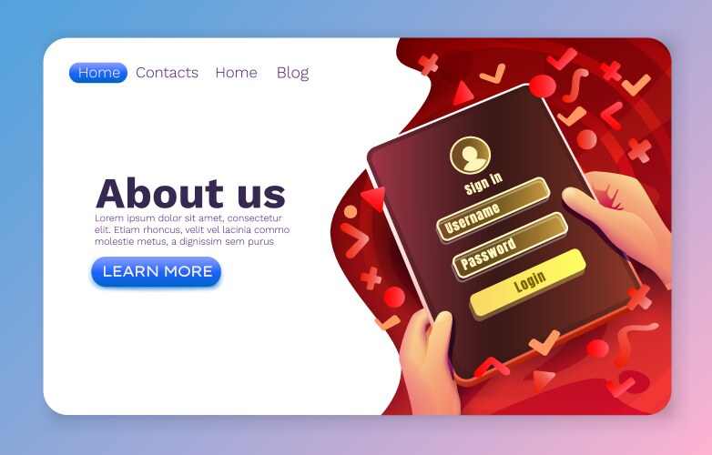 Login window app sign in username password web vector image