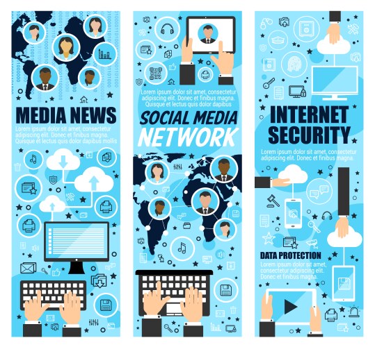 social mass media and internet security vector image