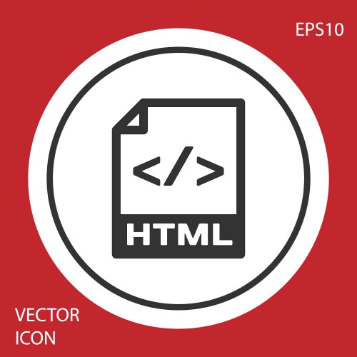 Grey html file document icon download button vector image
