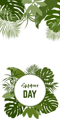 Round nanner with plain green tropical leaves Vector Image