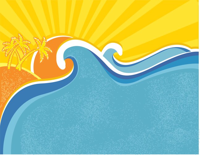 Abstract sea waves poster color Royalty Free Vector Image