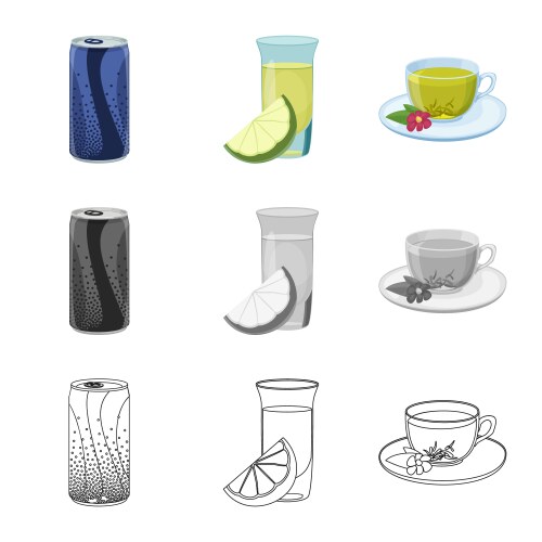 Isolated object of drink and bar icon collection vector image