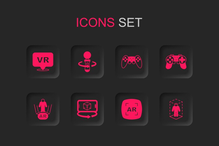 Set 3d modeling vr controller game virtual vector image