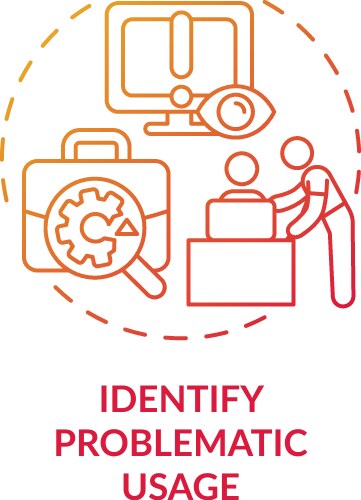 Identify problematic usage red gradient concept vector image