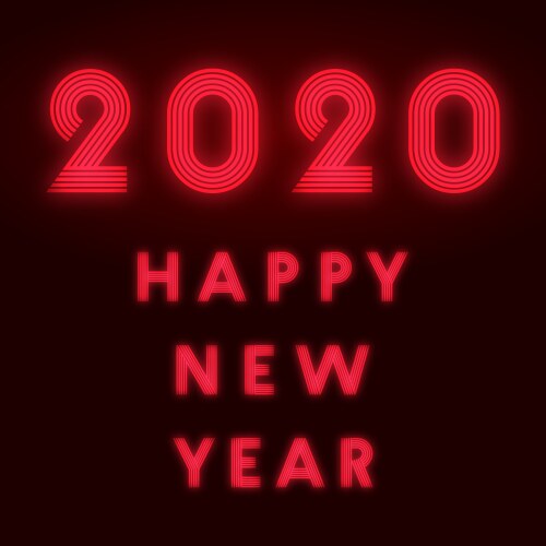 Happy new year 2020 background red neon design Vector Image