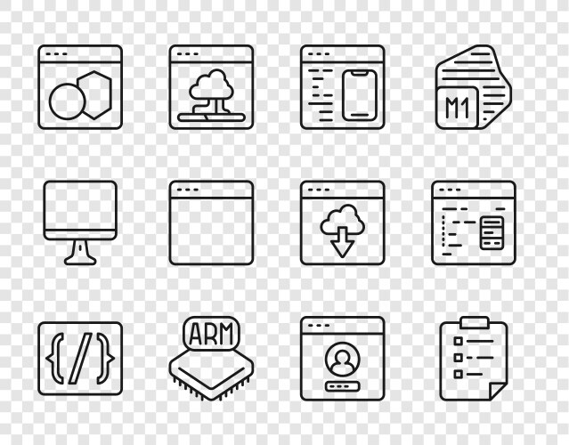 Set line programming language syntax clipboard vector image