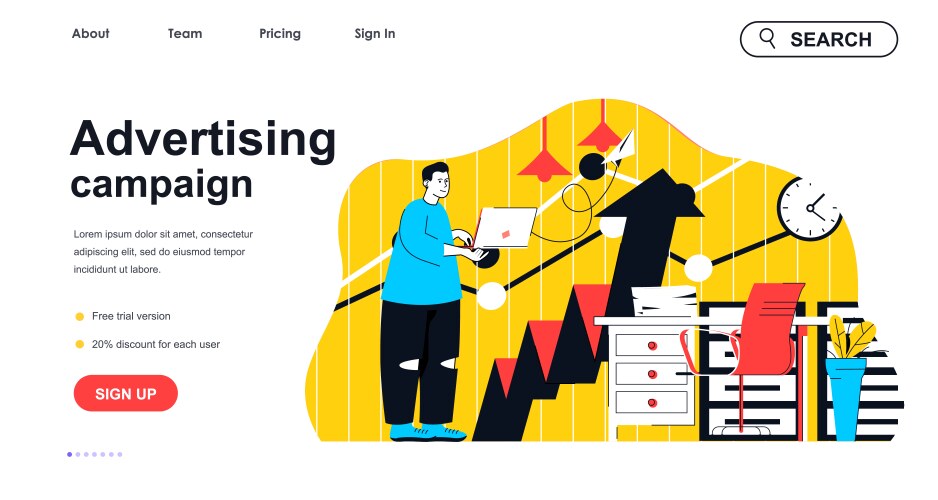 Advertising campaign concept for landing page vector image