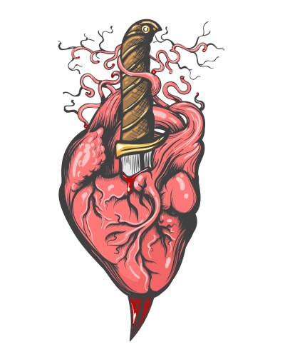 Pierced Heart with Knife Vector Image