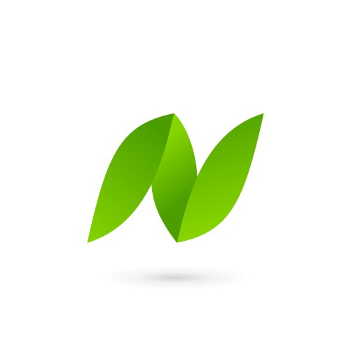 letter n eco leaves logo icon design template vector image