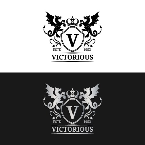 Luxury Monogram Logo - Dragon & Crown Vector Image