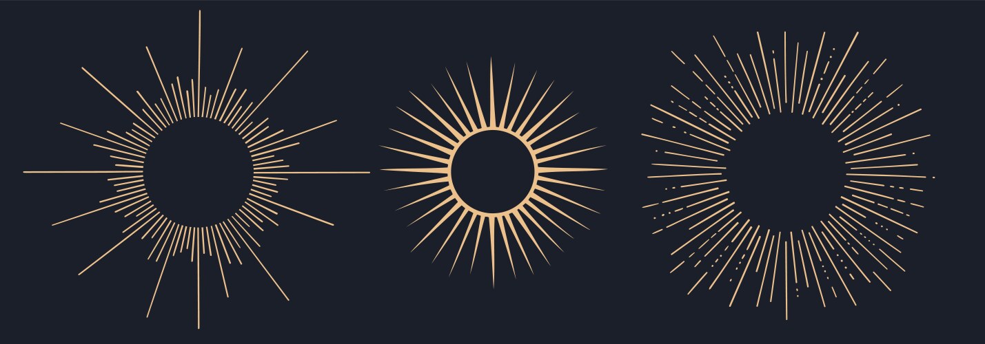 Vintage sunburst sunset beams half circle Vector Image